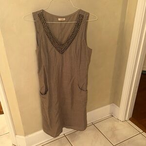 Beaded V-Neck Sleeveless Dress